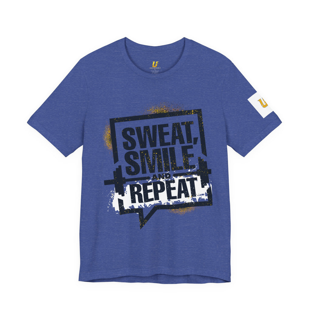 Sweat, Smile and Repeat Tee — Motivational Workout T‑Shirt