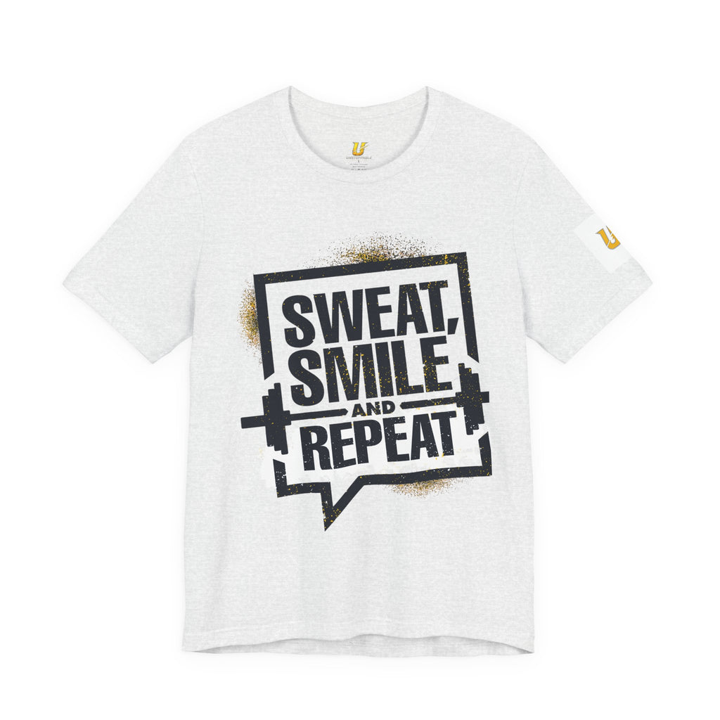 Sweat, Smile and Repeat Tee — Motivational Workout T‑Shirt