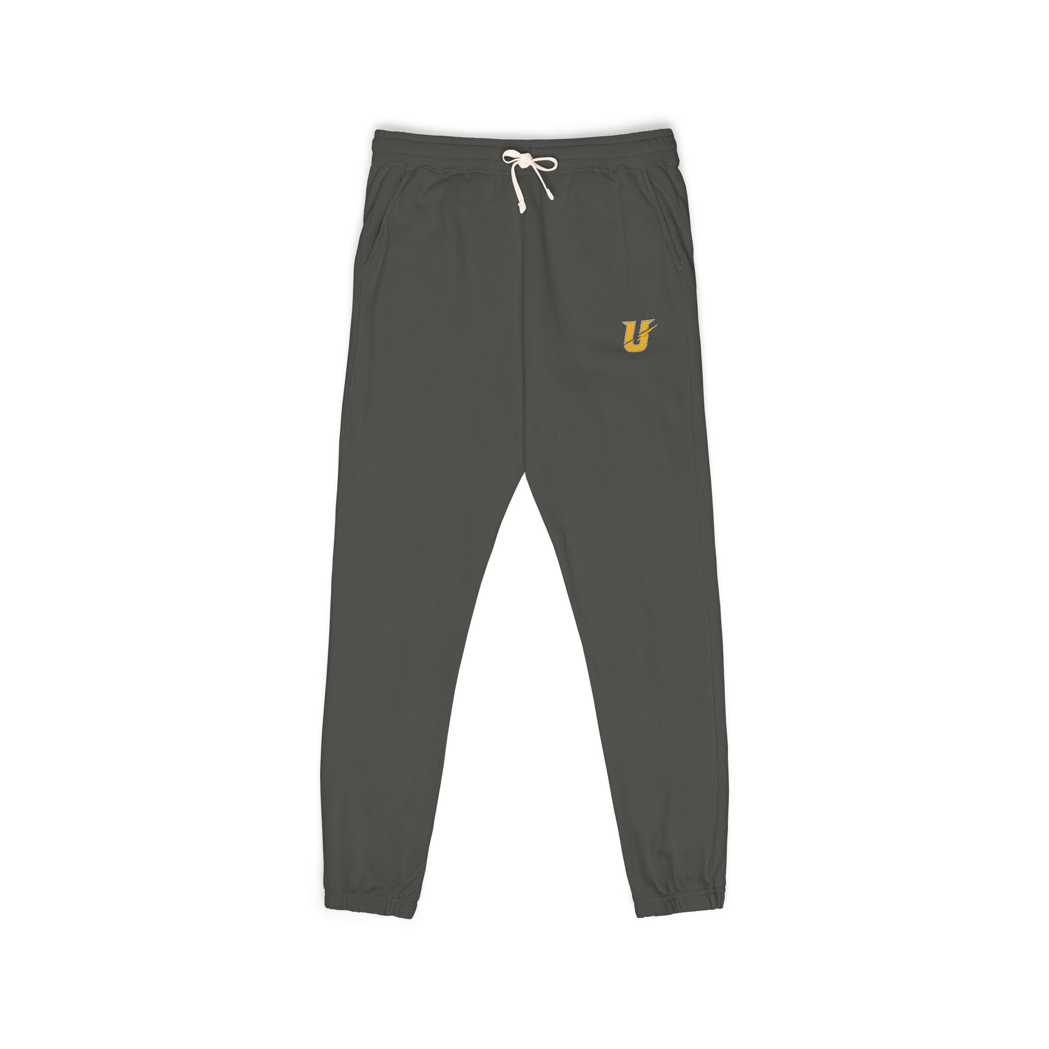 Embroidered Compass Logo Sweatpants — Garment-Dyed Fleece Joggers