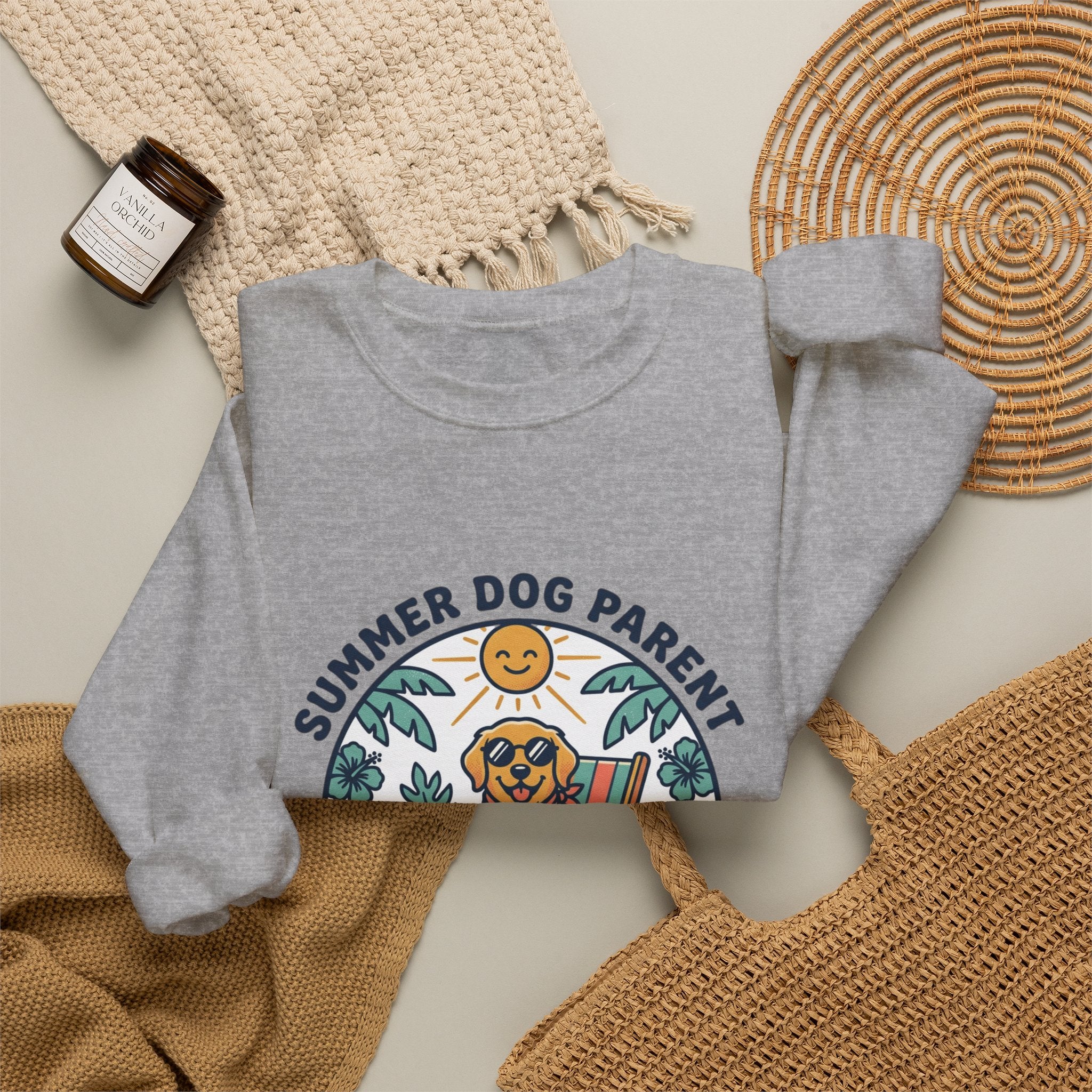 Dog Mom Sweatshirt - "Summer Dog Parent" Cute Beach Pup Crewneck