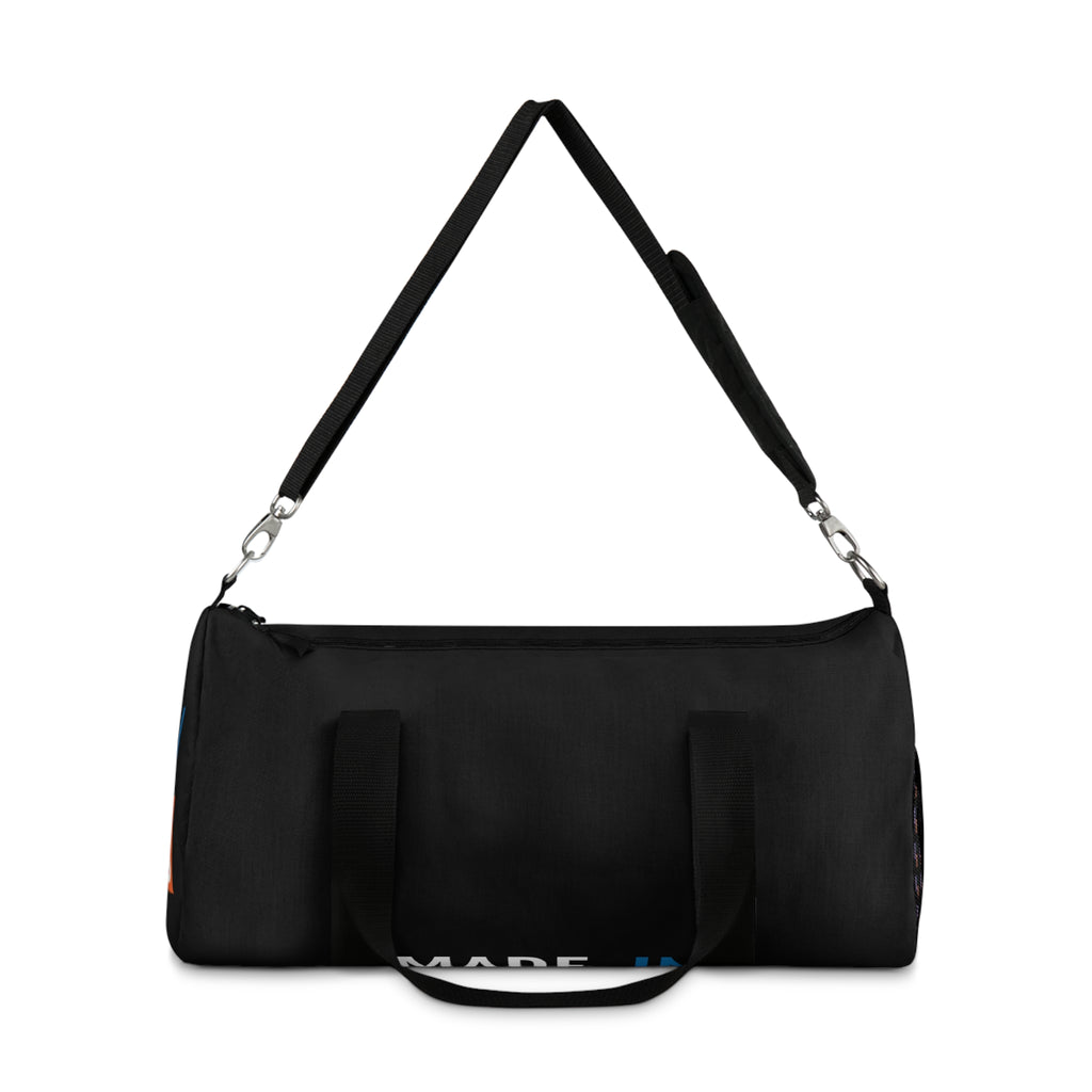 Made In [Place] Black Athletic Duffel Bag — Spacious Weekender Gym Travel Tote