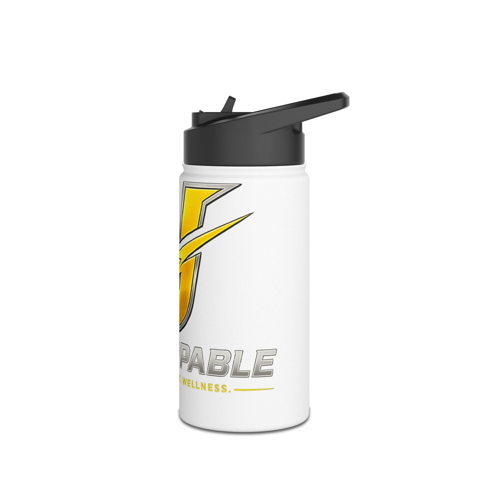 Unstoppable Yellow Lightning Stainless Steel Water Bottle — Motivational Sports Bottle