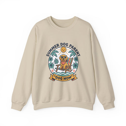 Dog Mom Sweatshirt - "Summer Dog Parent" Cute Beach Pup Crewneck