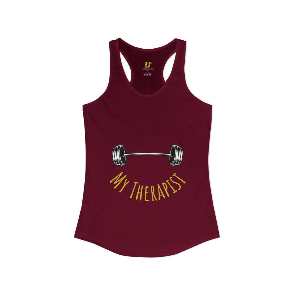 My Therapist Is a Barbell - Racerback Tank — Women's Weightlifting Gym Tank Top