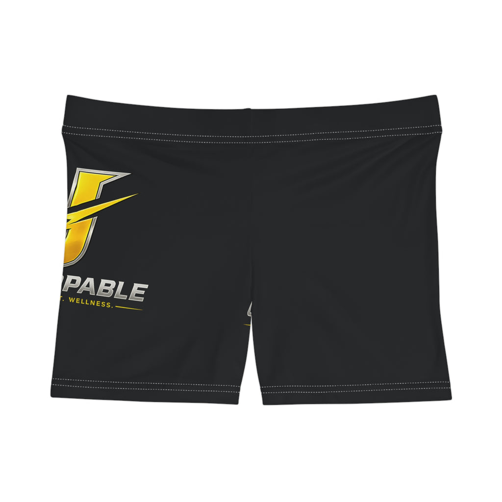 Unstoppable Logo Women's Fitness Shorts – Black Athletic AOP