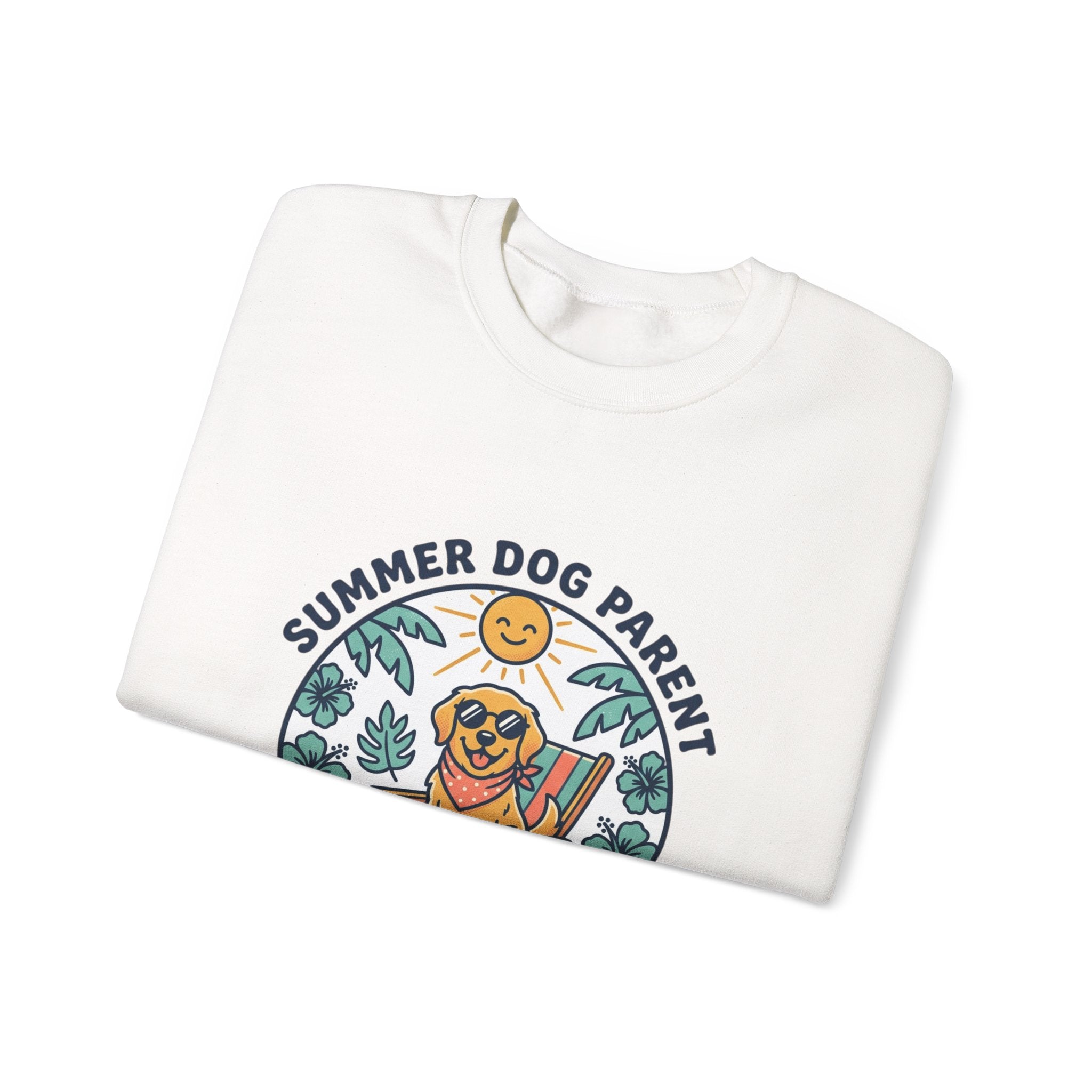 Dog Mom Sweatshirt - "Summer Dog Parent" Cute Beach Pup Crewneck