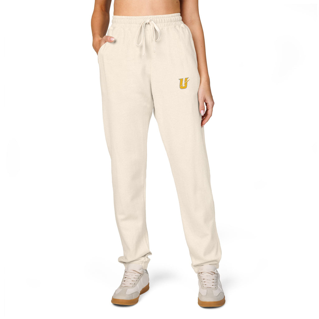 Embroidered Compass Logo Sweatpants — Garment-Dyed Fleece Joggers