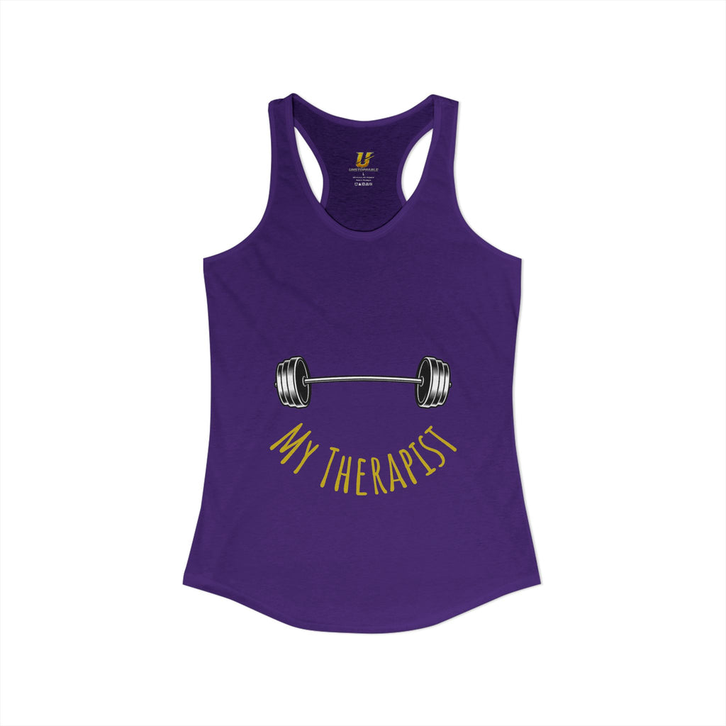 My Therapist Is a Barbell - Racerback Tank — Women's Weightlifting Gym Tank Top