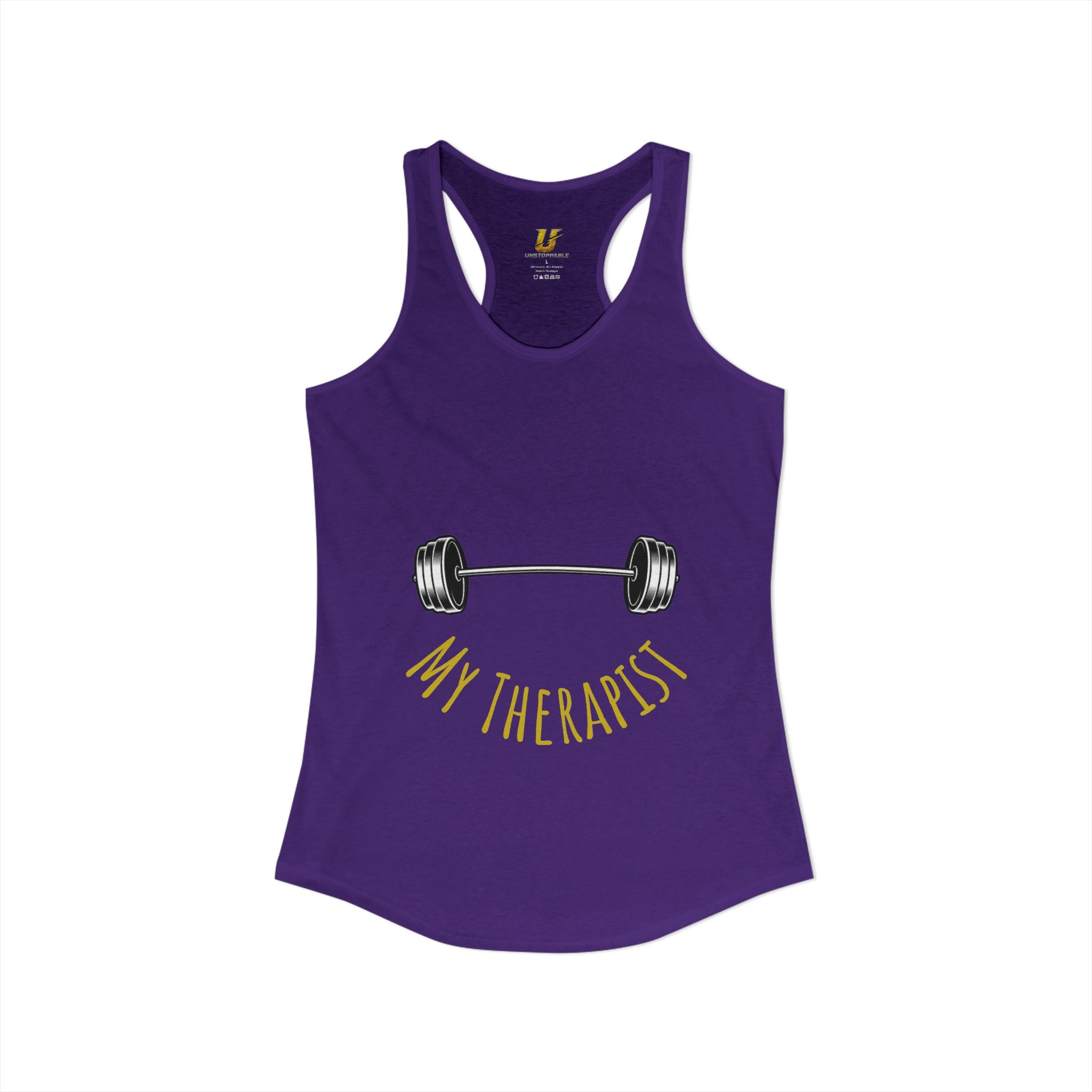 My Therapist Is a Barbell - Racerback Tank — Women's Weightlifting Gym Tank Top