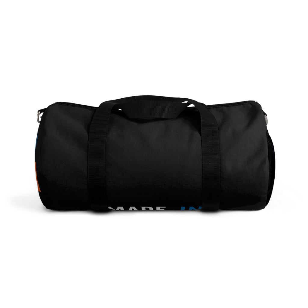Made In [Place] Black Athletic Duffel Bag — Spacious Weekender Gym Travel Tote