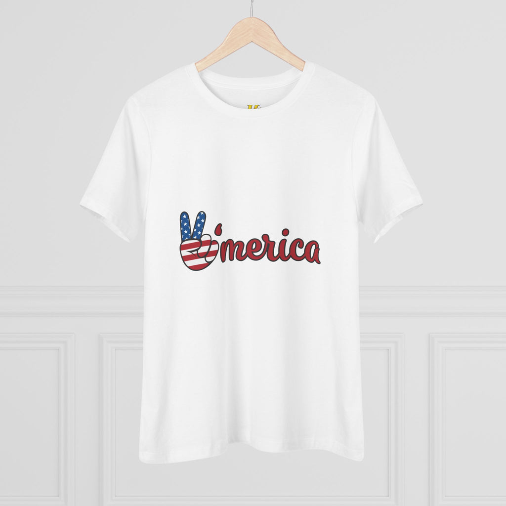 'Merica Peace Sign Tee — Women's Patriotic 4th of July Shirt