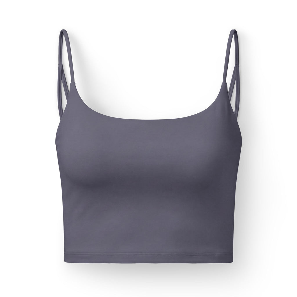 Women's Luxe Bra — Black Strappy Seamless Crop Bra for Everyday Comfort