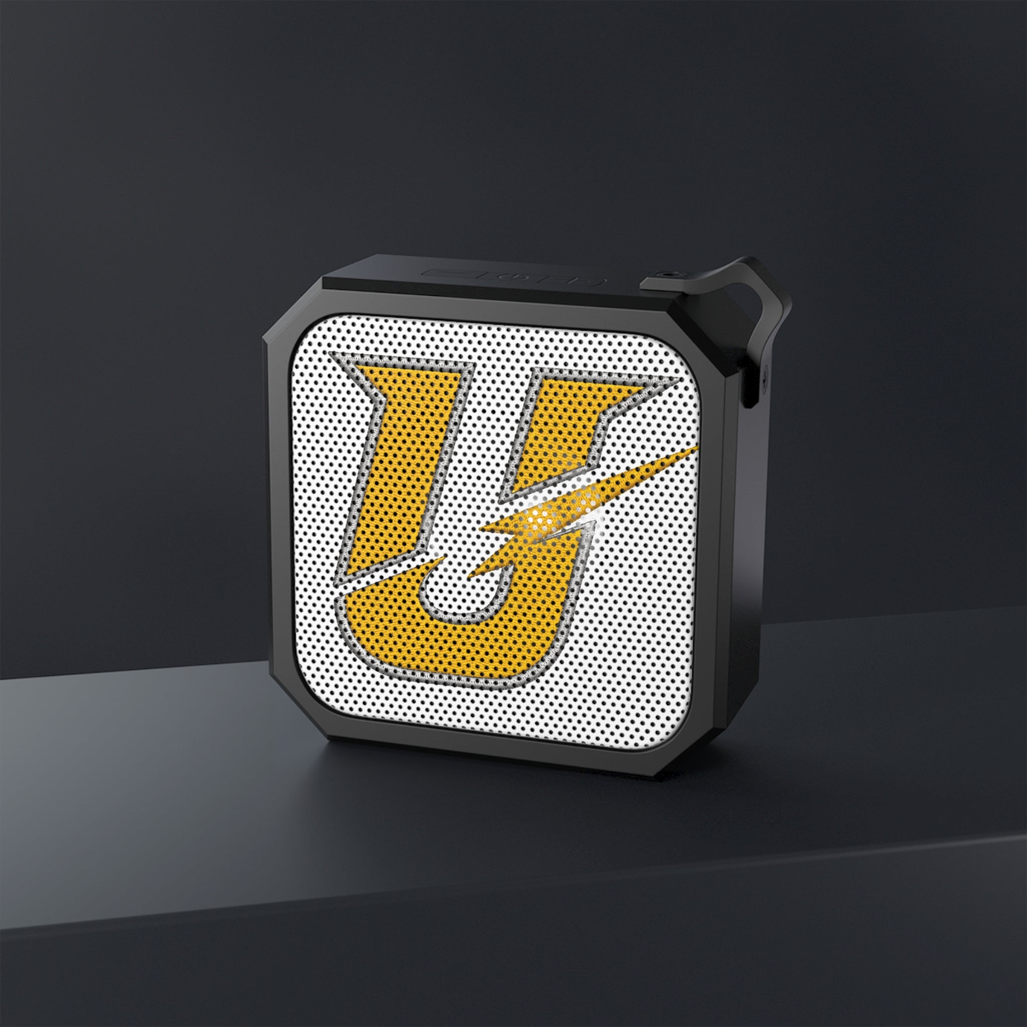 Portable Bluetooth Speaker — Yellow Lightning 'U' Logo Outdoor Speaker
