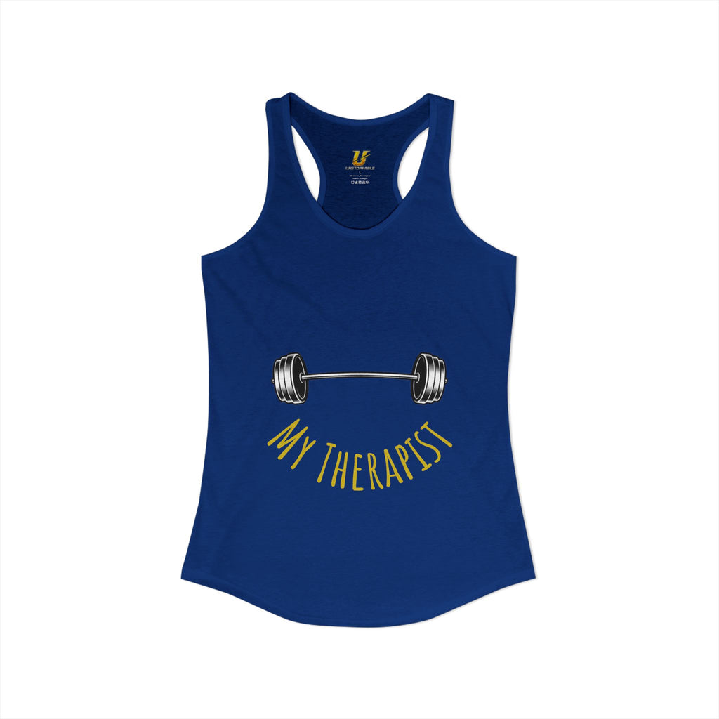 My Therapist Is a Barbell - Racerback Tank — Women's Weightlifting Gym Tank Top