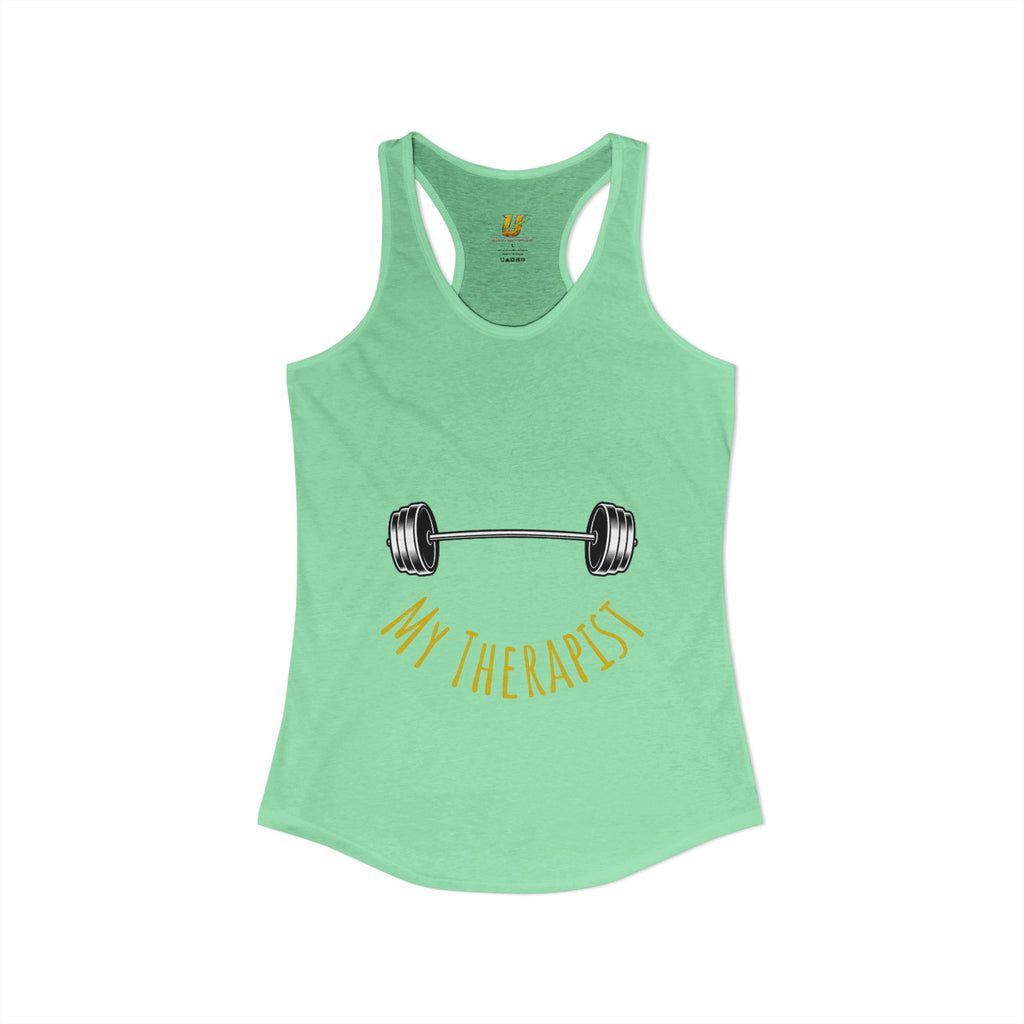 My Therapist Is a Barbell - Racerback Tank — Women's Weightlifting Gym Tank Top