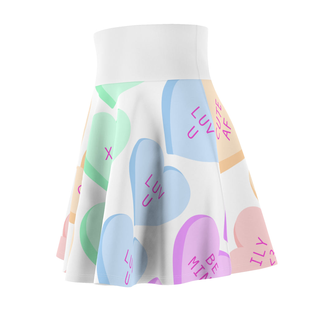 Conversation Heart Skater Skirt — Pastel "XOXO" Valentine Pattern
