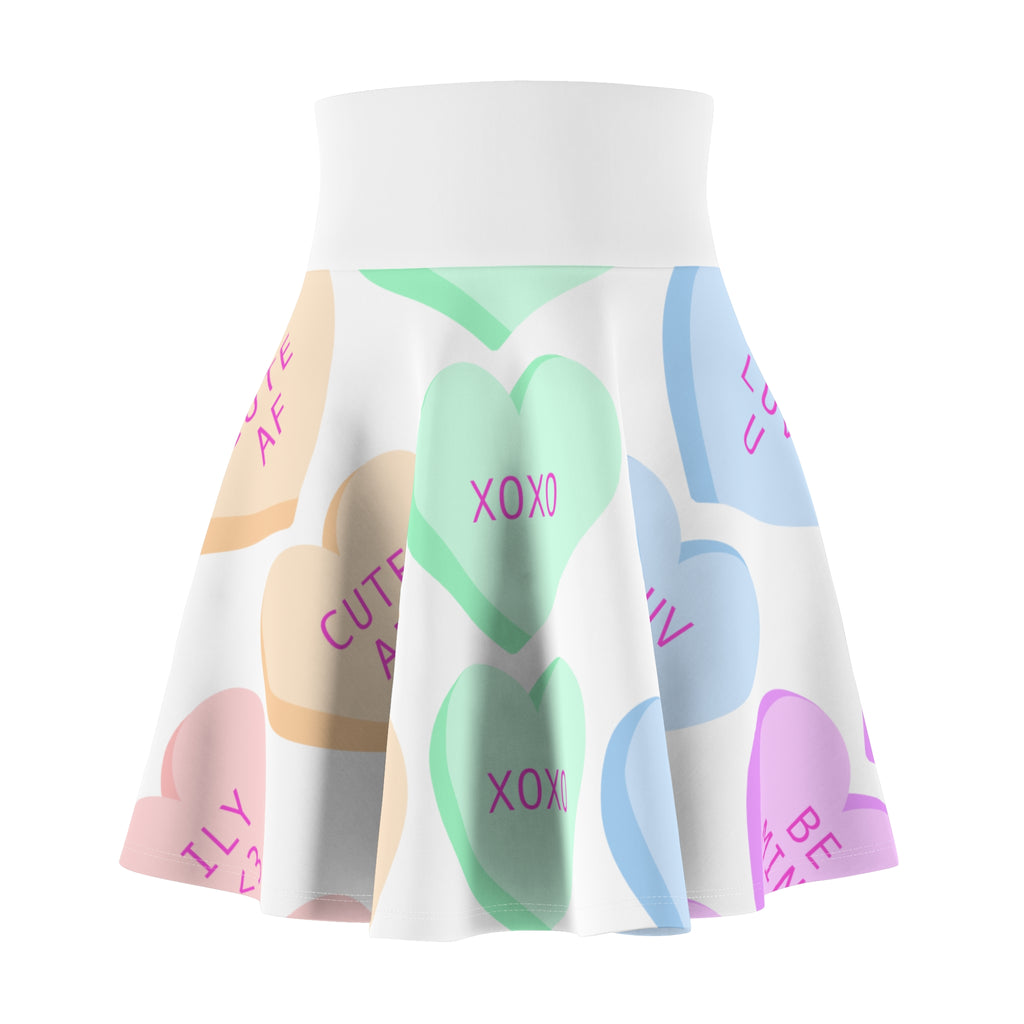 Conversation Heart Skater Skirt — Pastel "XOXO" Valentine Pattern