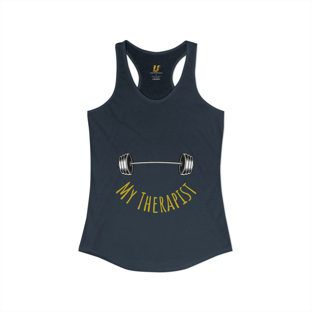 My Therapist Is a Barbell - Racerback Tank — Women's Weightlifting Gym Tank Top