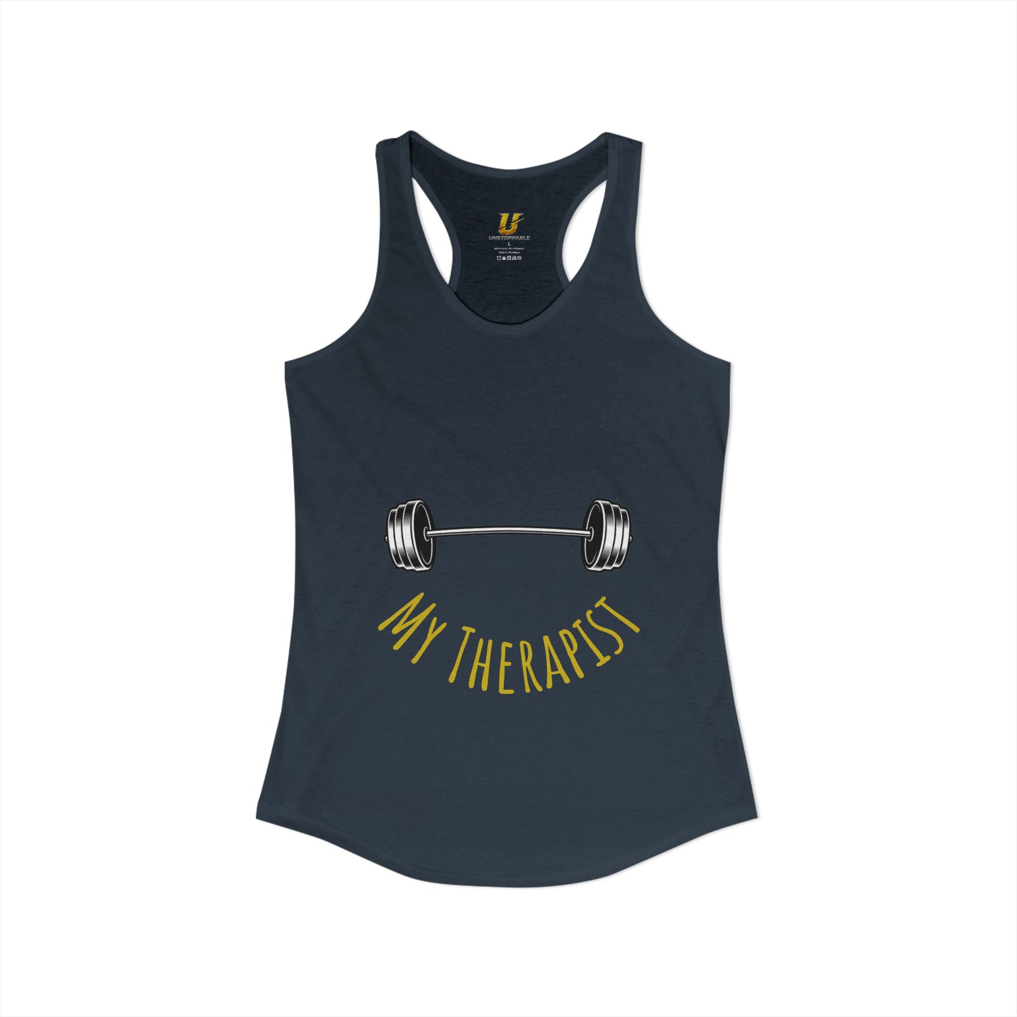 My Therapist Is a Barbell - Racerback Tank — Women's Weightlifting Gym Tank Top