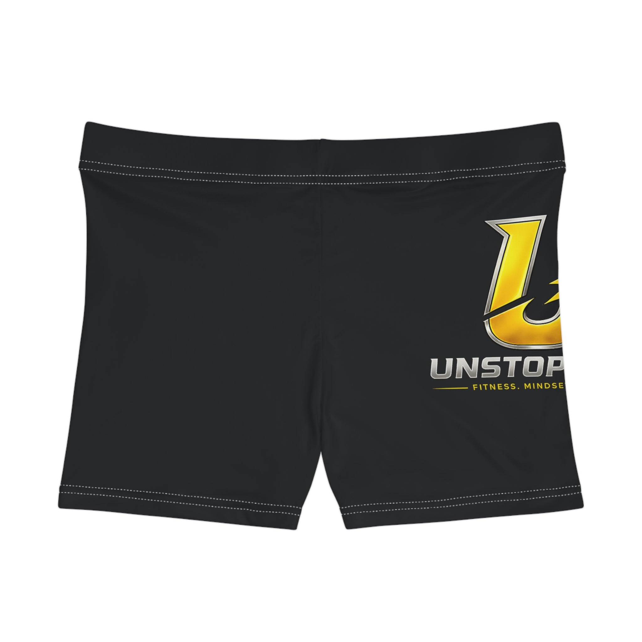 Unstoppable Logo Women's Fitness Shorts – Black Athletic AOP