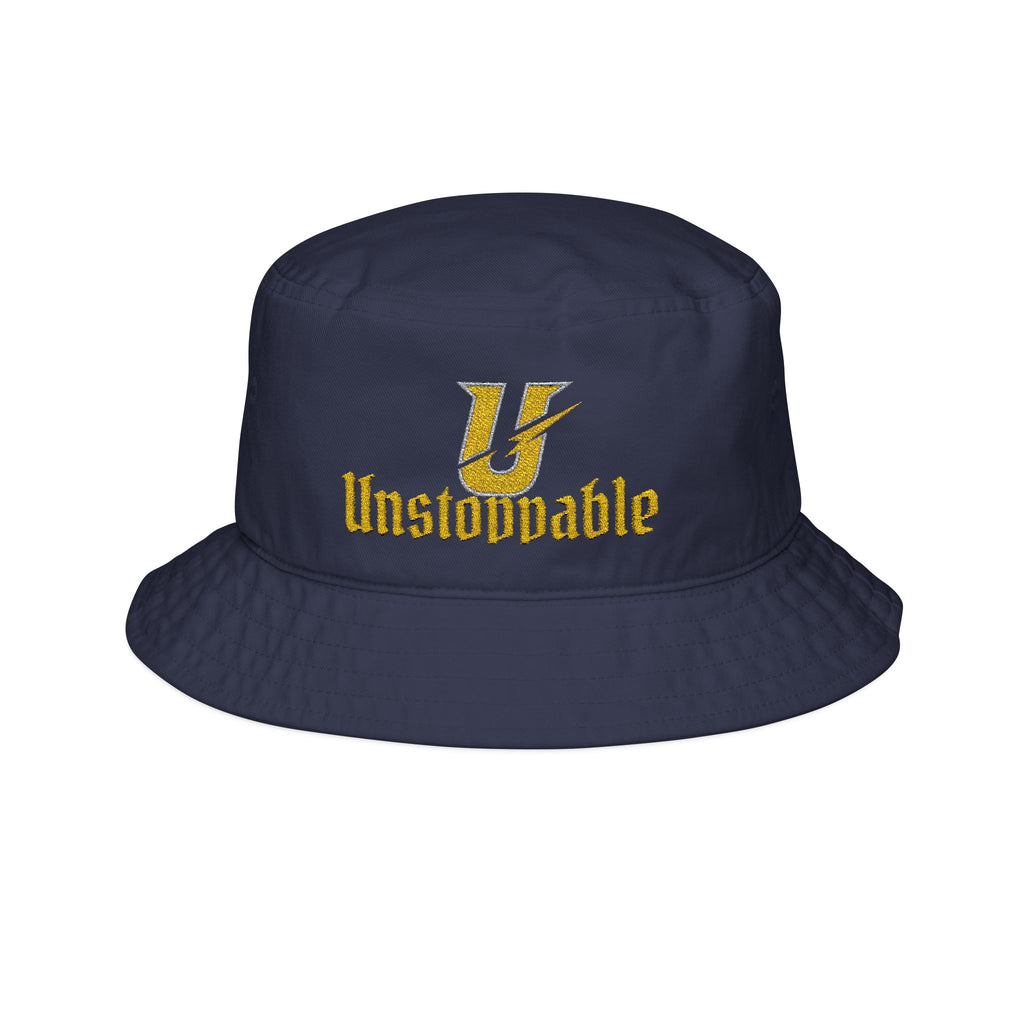 Unstoppable Embroidered Bucket Hat — Gold Script Logo