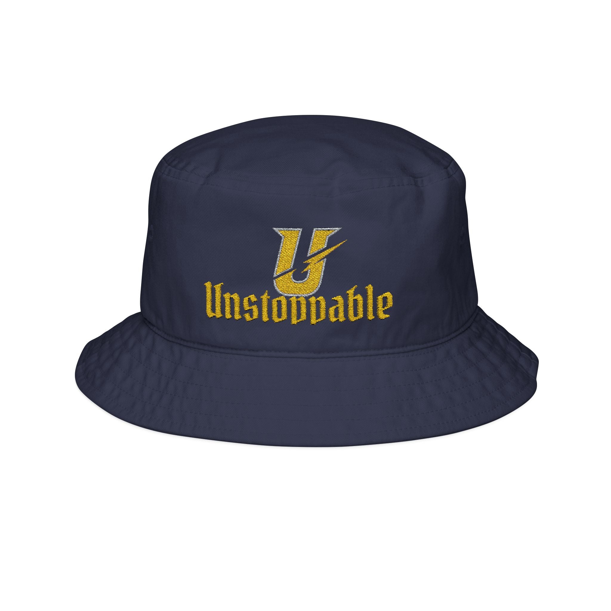 Unstoppable Embroidered Bucket Hat — Gold Script Logo