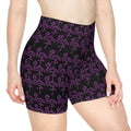 Purple Neon Flamingo Biker Shorts — Women's Patterned Activewear