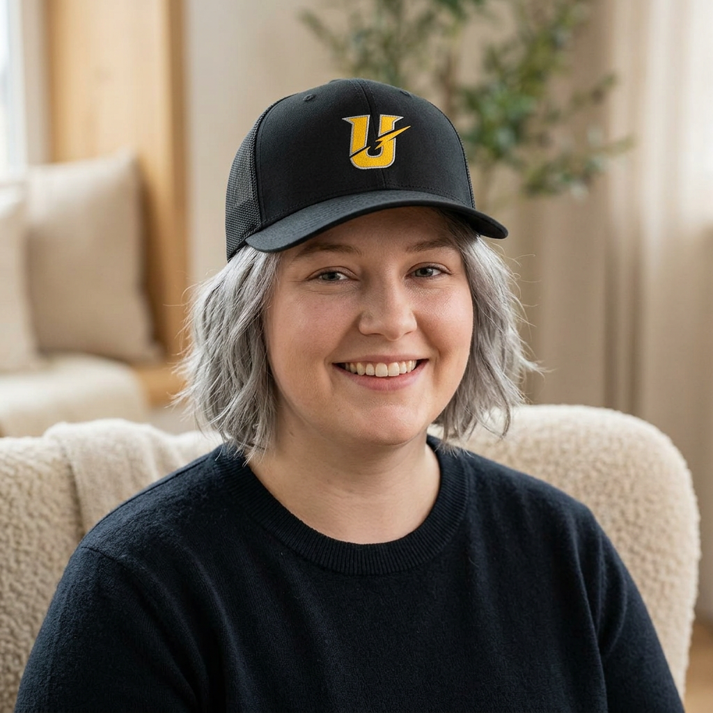 Retro Trucker Hat with Yellow Lightning 'U' Patch