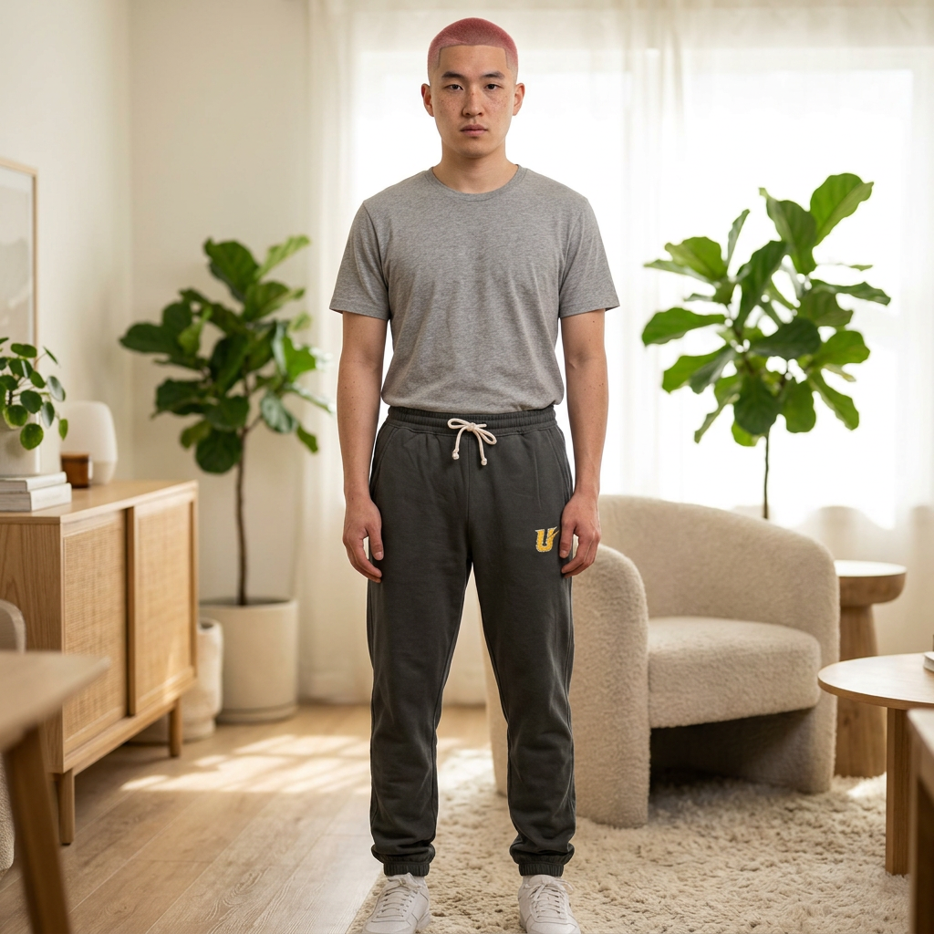Embroidered Compass Logo Sweatpants — Garment-Dyed Fleece Joggers