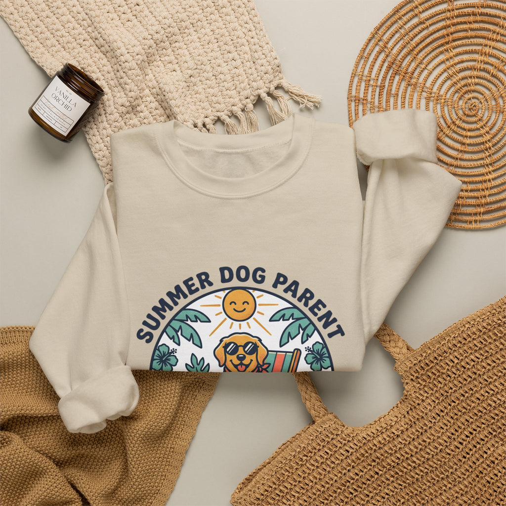 Dog Mom Sweatshirt - "Summer Dog Parent" Cute Beach Pup Crewneck