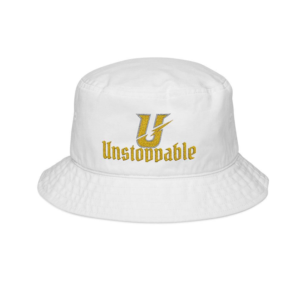 Unstoppable Embroidered Bucket Hat — Gold Script Logo