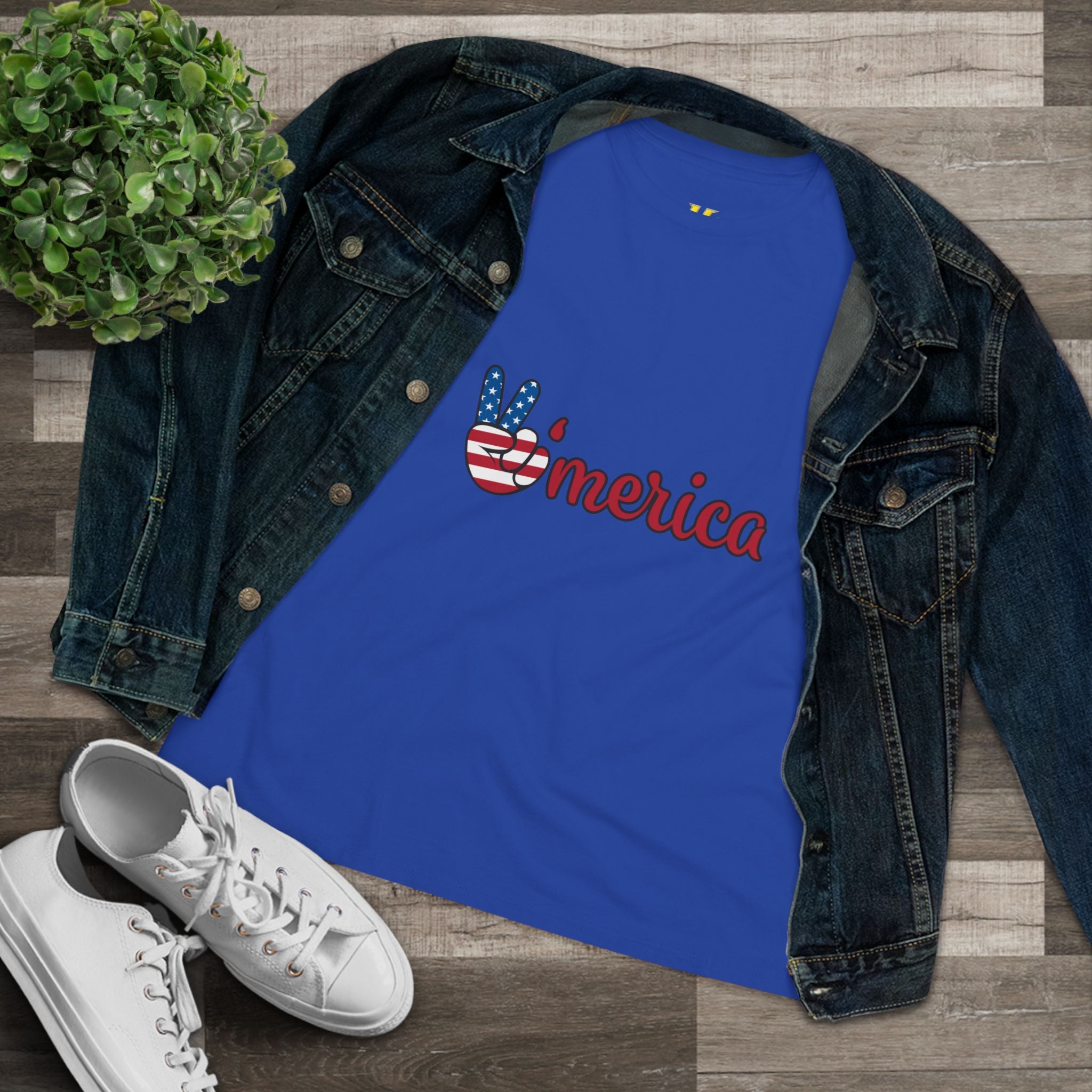 'Merica Peace Sign Tee — Women's Patriotic 4th of July Shirt