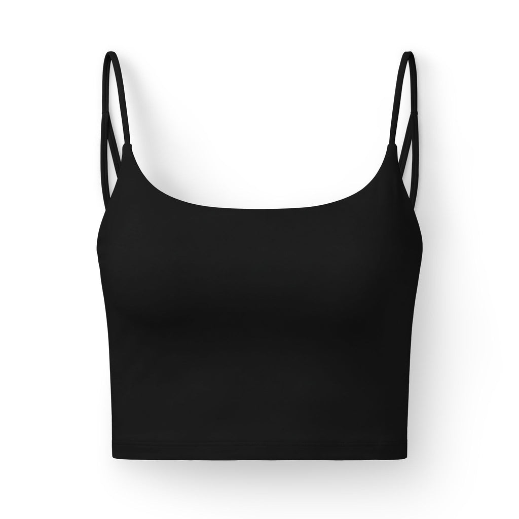 Women's Luxe Bra — Black Strappy Seamless Crop Bra for Everyday Comfort
