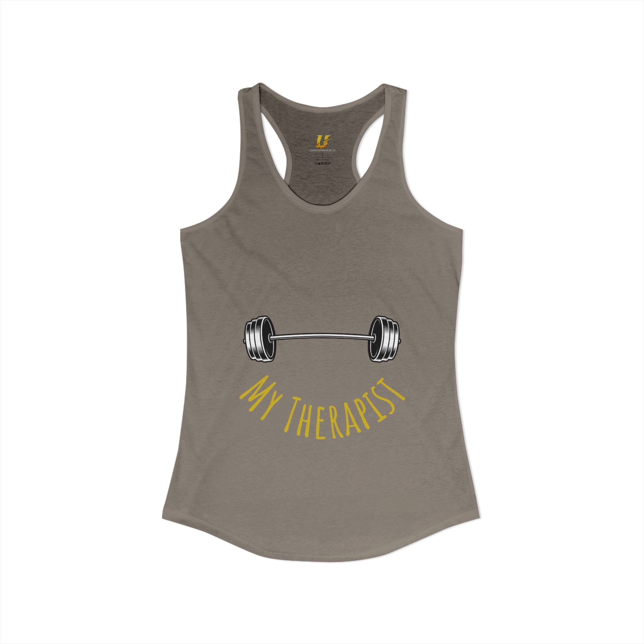 My Therapist Is a Barbell - Racerback Tank — Women's Weightlifting Gym Tank Top
