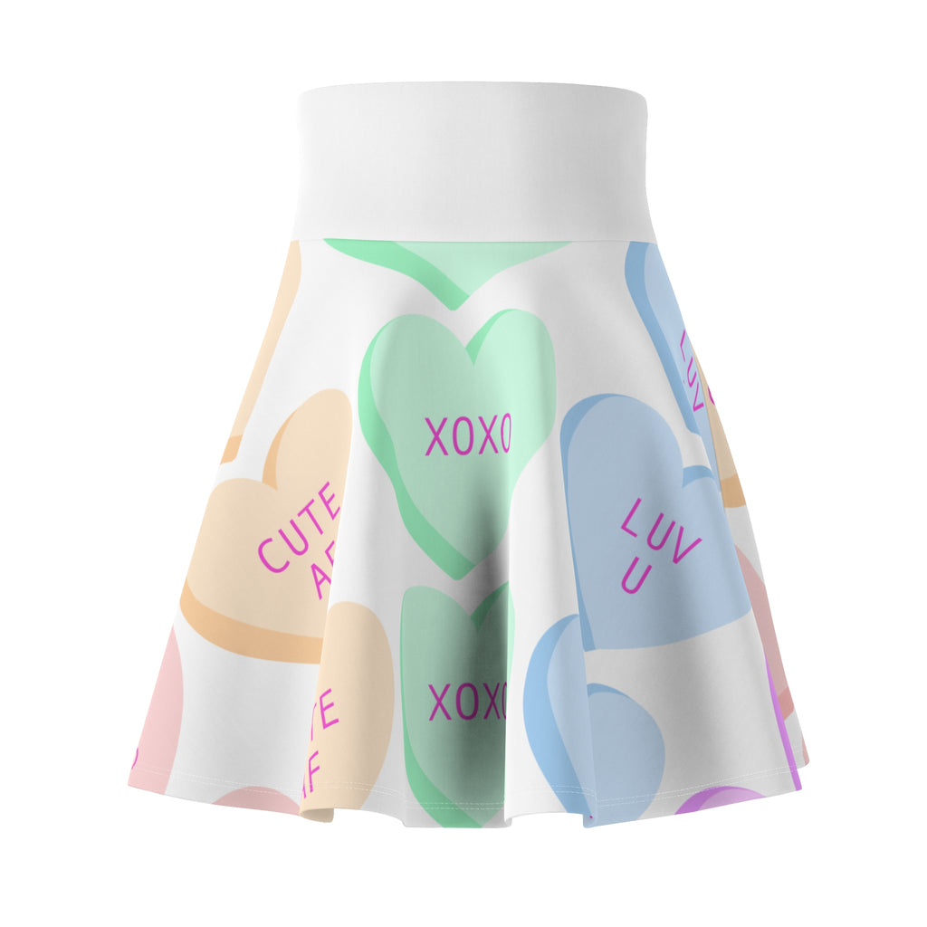 Conversation Heart Skater Skirt — Pastel "XOXO" Valentine Pattern