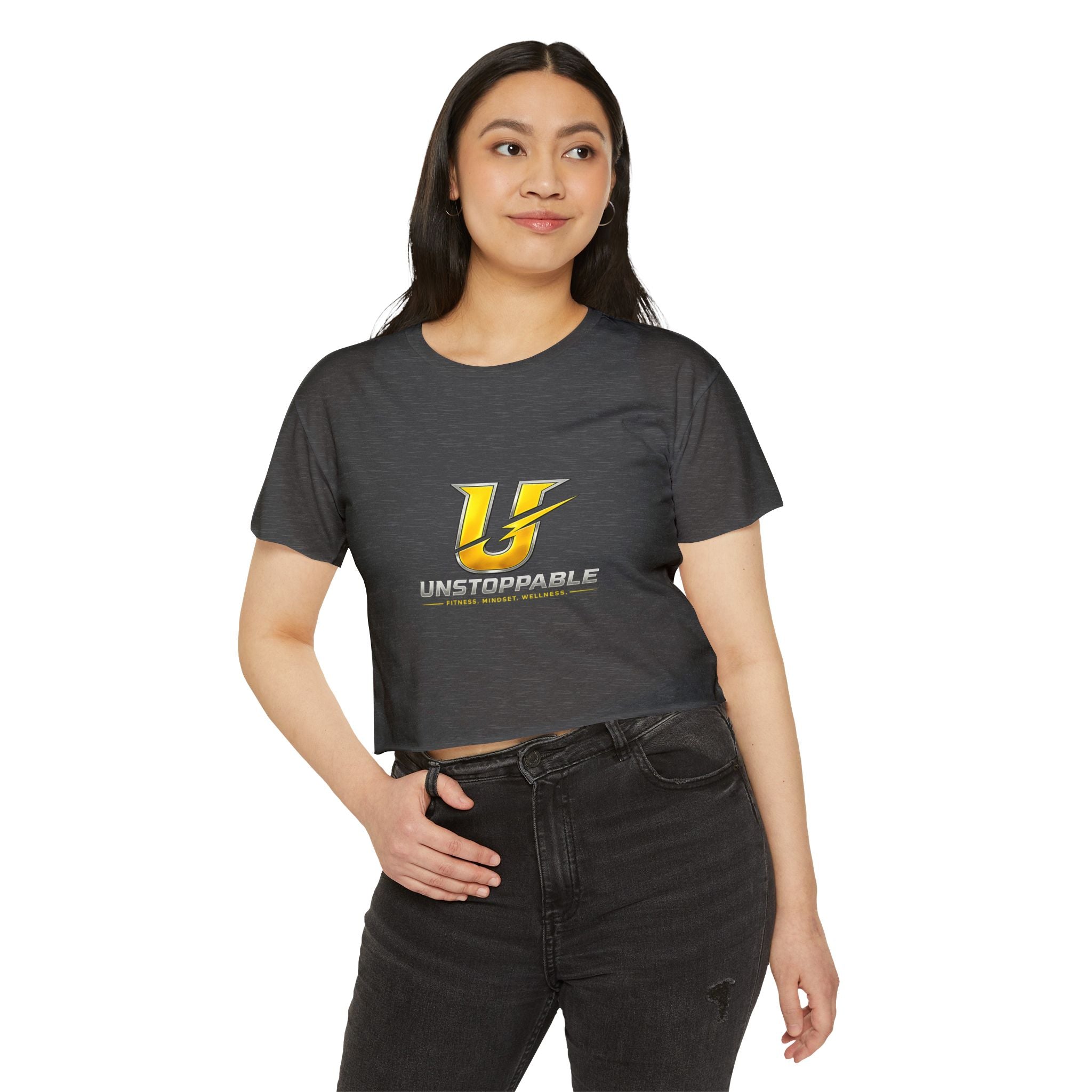 Unstoppable Logo Crop Top — Women's workout Graphic Tee