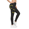Coffee Hustle Leggings — Women's Black Casual Activewear with Yellow 'More Coffee, Less Hustle' Accent