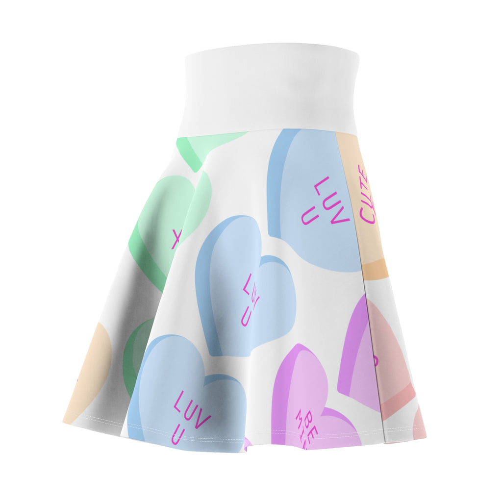Conversation Heart Skater Skirt — Pastel "XOXO" Valentine Pattern