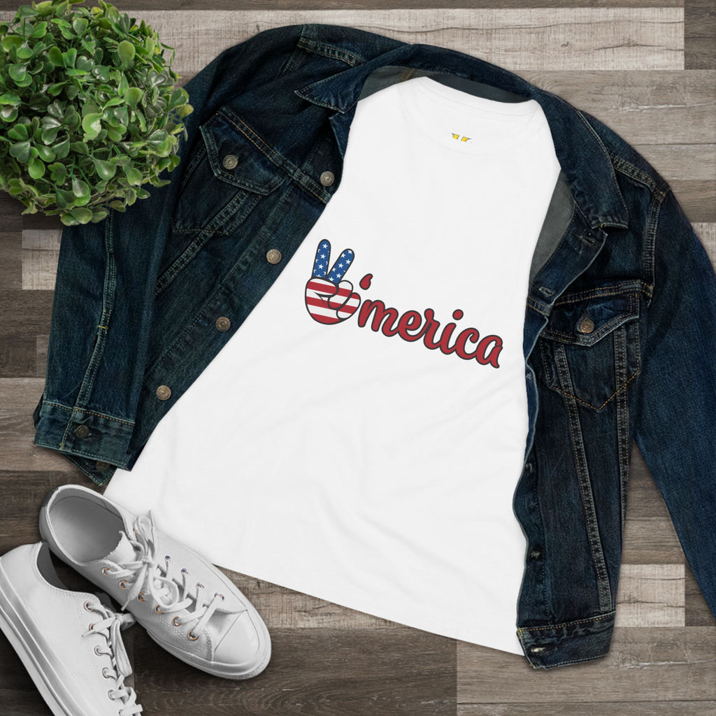 'Merica Peace Sign Tee — Women's Patriotic 4th of July Shirt