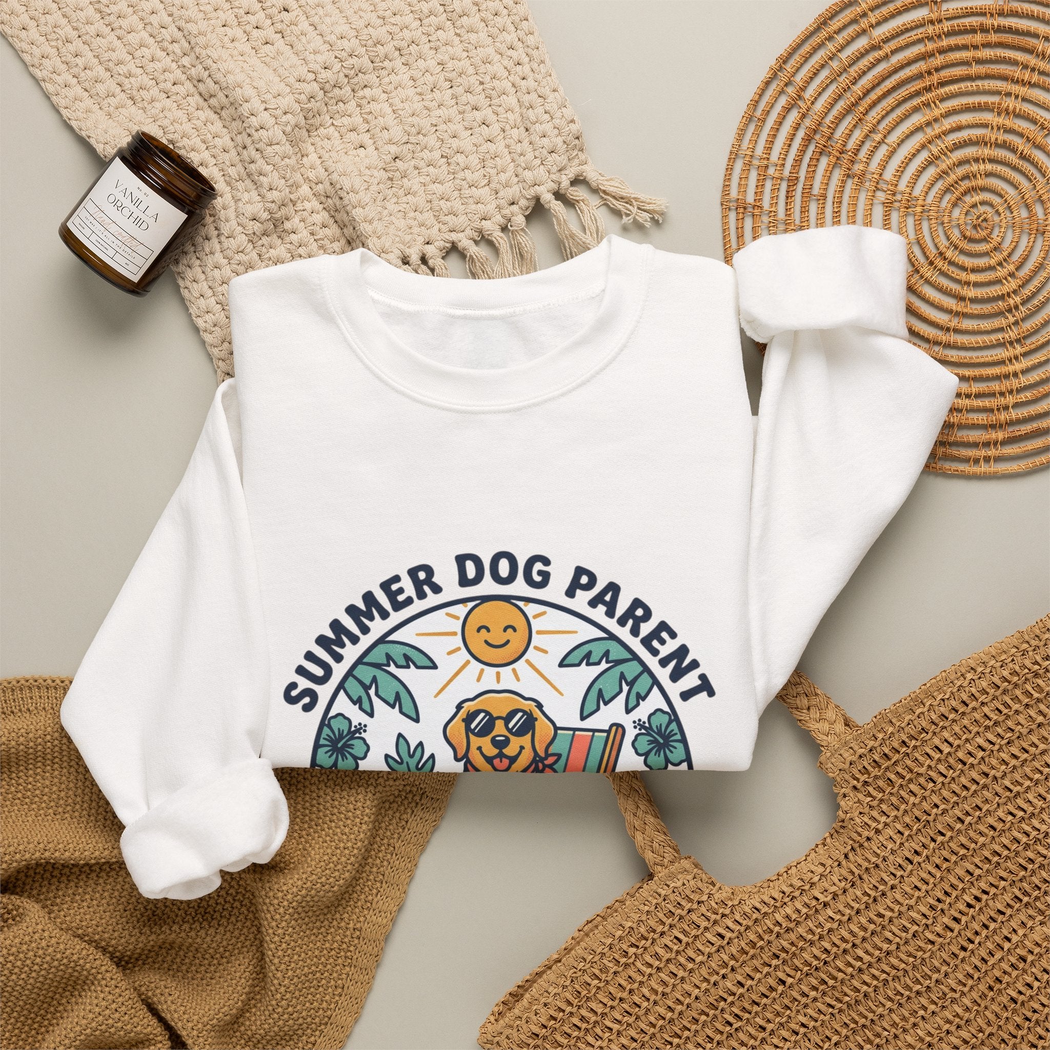 Dog Mom Sweatshirt - "Summer Dog Parent" Cute Beach Pup Crewneck