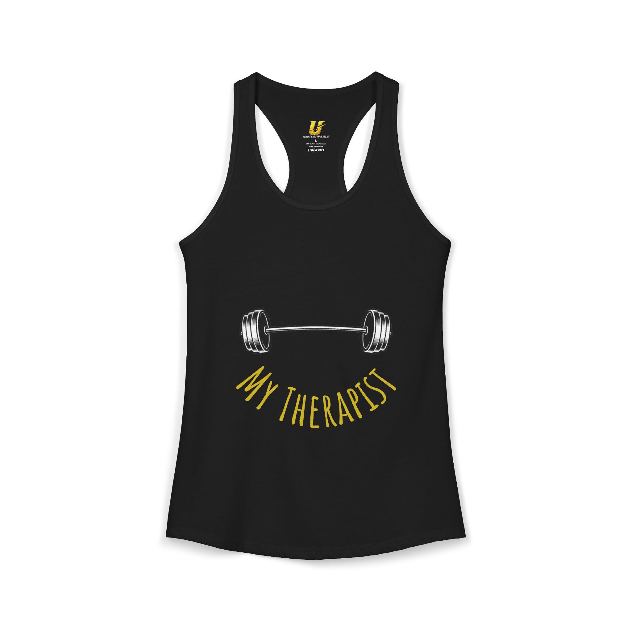 My Therapist Is a Barbell - Racerback Tank — Women's Weightlifting Gym Tank Top