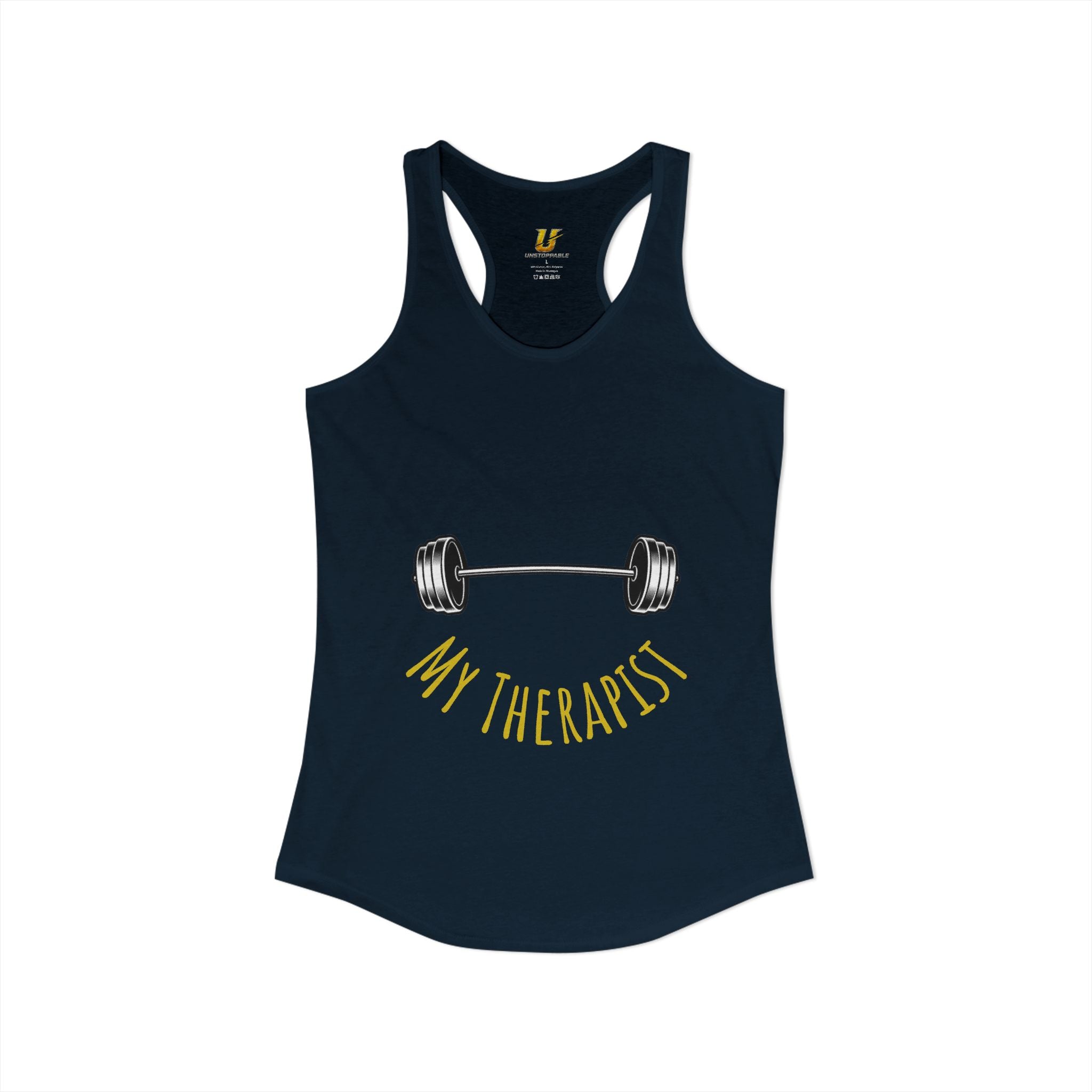 My Therapist Is a Barbell - Racerback Tank — Women's Weightlifting Gym Tank Top